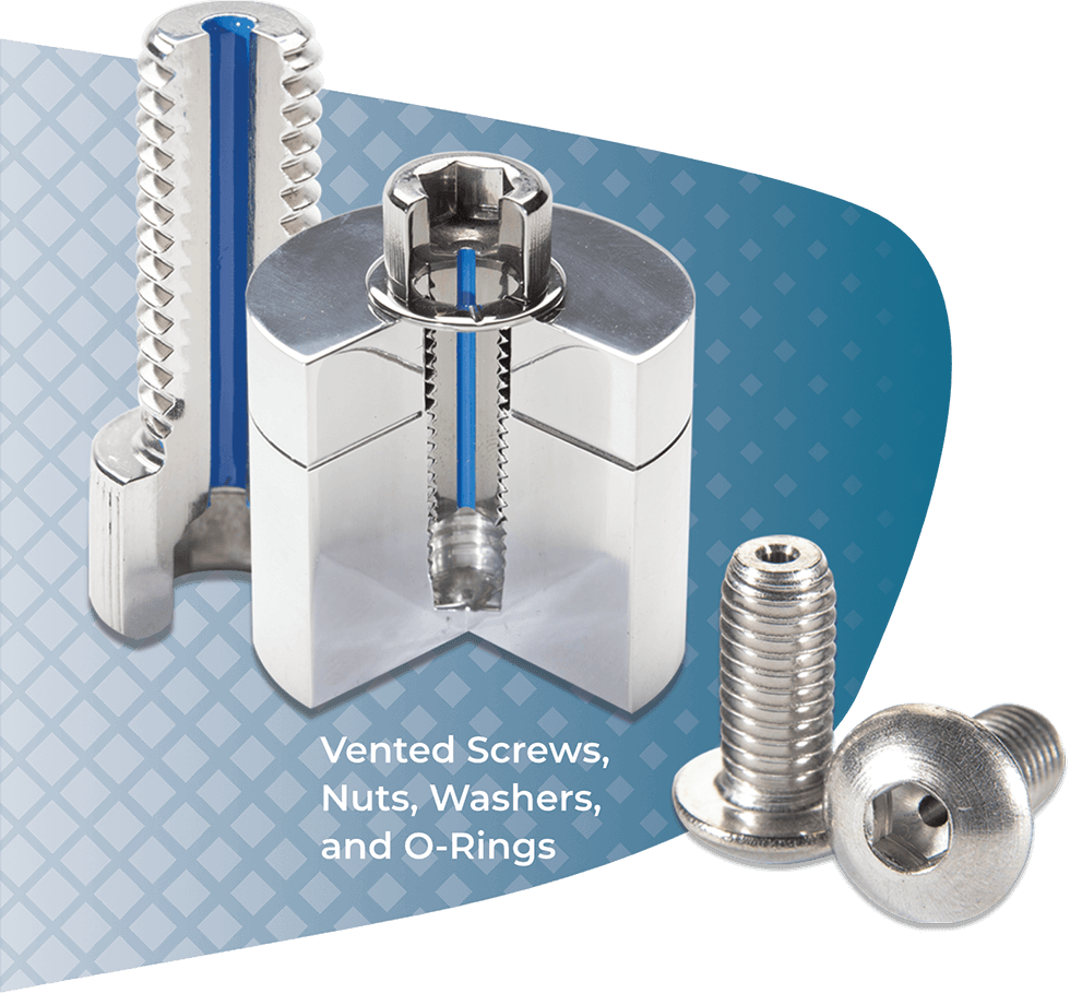 UC RediVac® vented screws, nuts, washers, and o-rings